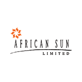 African Sun Limited logo featuring a stylized orange floral design above the company name in a serif font, underlined by a subtle curved line.