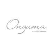 Onguma logo in elegant script, with "Etosha | Namibia" below, in a light gray color. The logo is simple and clean.