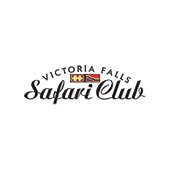 Victoria Falls Safari Club logo with elegant script lettering and a small emblem; a symbol of adventure and luxury.
